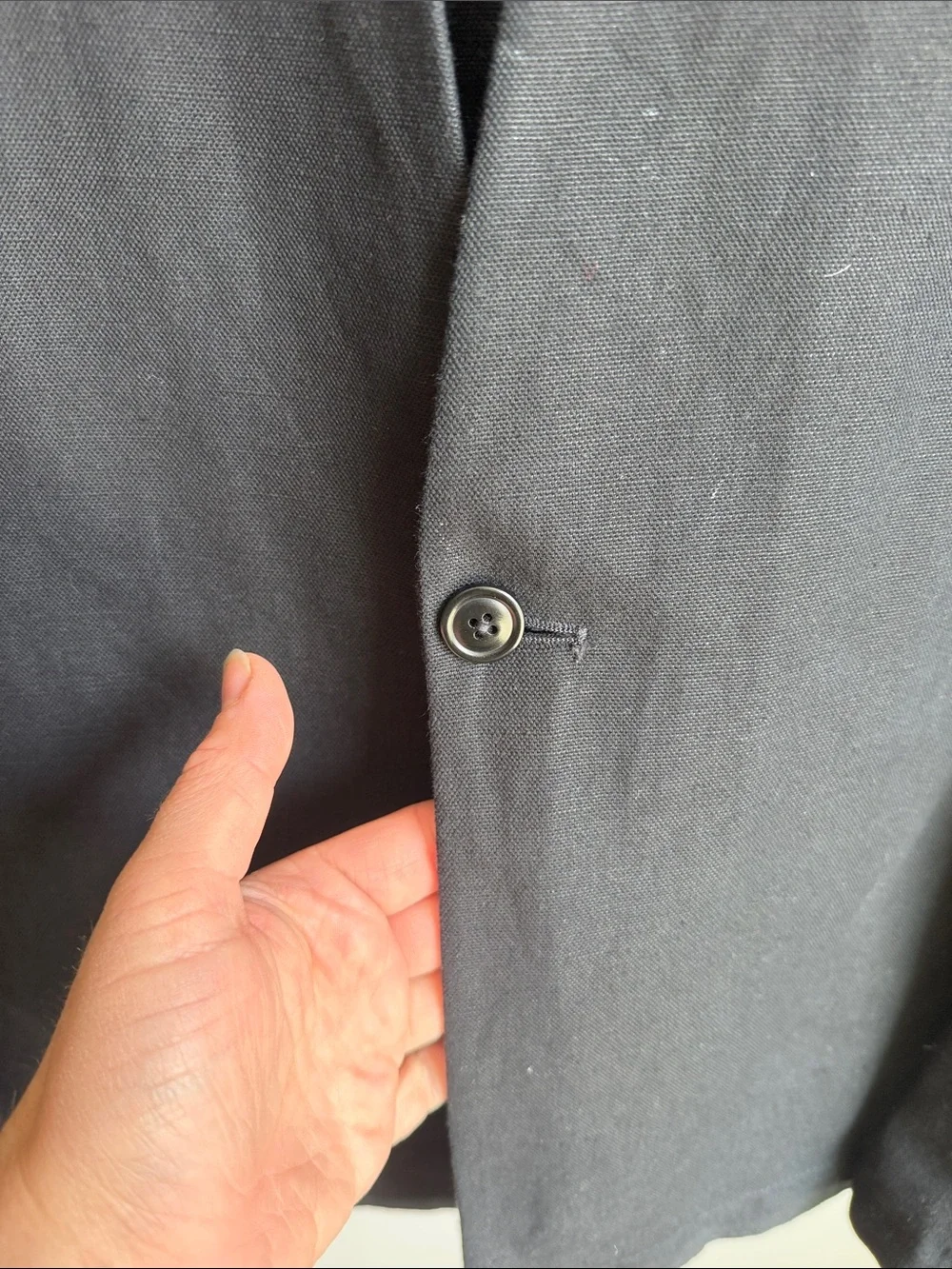 ๐SALE๐ ZARA ๐ SINGLE BUTTON LINEN BLAZER ๐ BLACK ๐ LRG / 42R - Picture 8 of 11